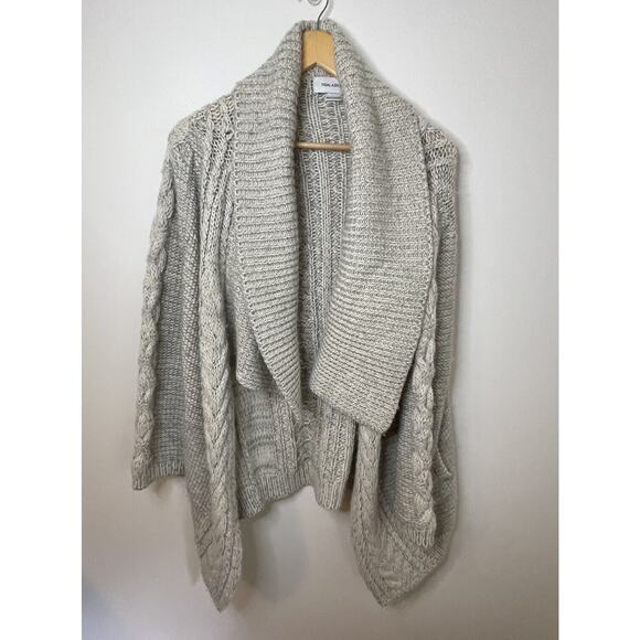 YIGAL AZROUEL Chunky Knit Merino Draped Front Cardi Sweater Women S OVERSIZE - Picture 3 of 15
